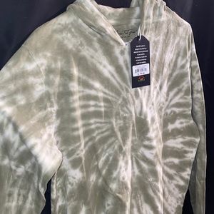 Across the pond tie dye green & white Hooded shirt | retro | mens tops